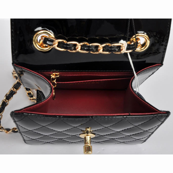 Chanel Classic Micro Flap Bag 1118 Black Patent leather Gold Hardware