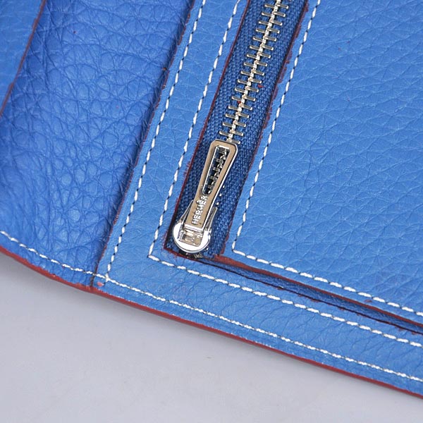 Hermes 2 flod original leather wallet in Turkey Blue