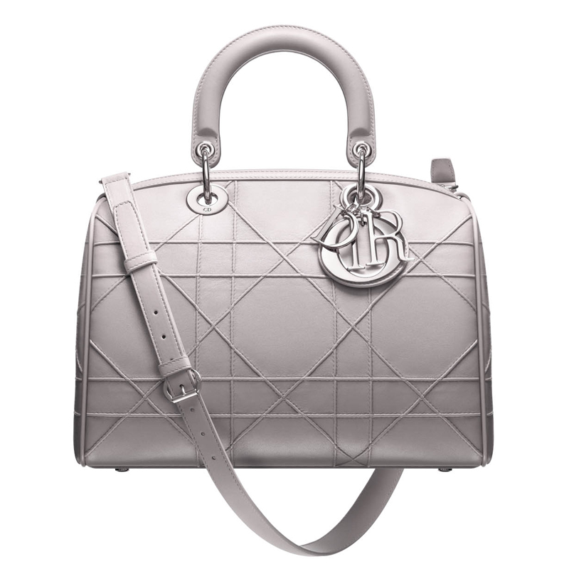 Mink-grey leather 'Dior Granville' polochon bag