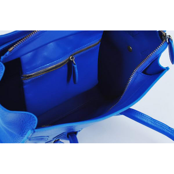 Hot Sell Celine Luggage Micro Boston Bag Calf Leather Blue