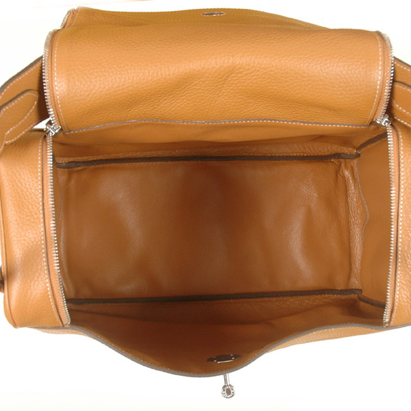 Hermes Lindy Bag 34 clemence leather in Camel with Silver hardware