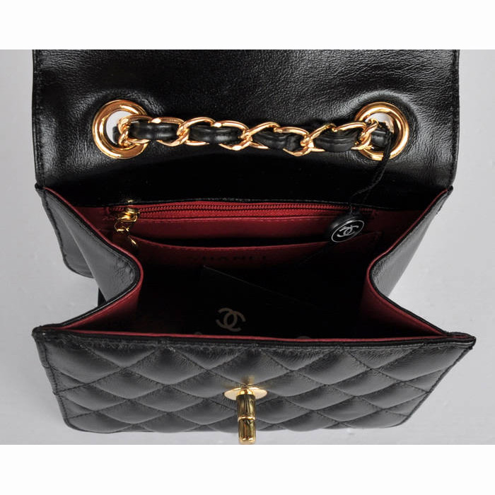 Chanel Classic Micro Flap Bag 1118 Black Sheepskin Gold Hardware