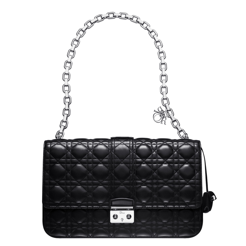 Black leather Miss Dior bag