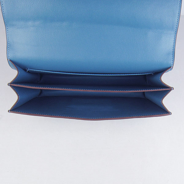 Hermes Constance Togo Leather Single Bag Blue Gold Hardware H020