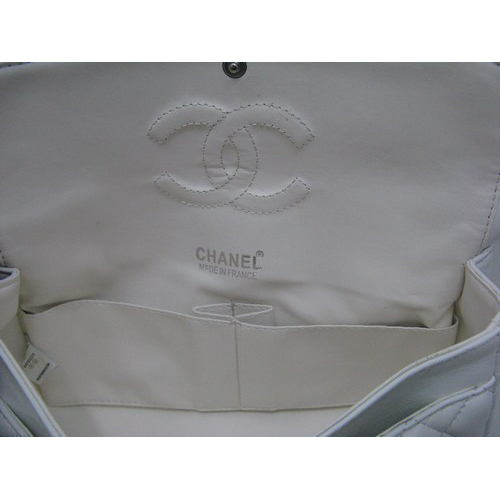 Chanel lambskin leather White Flap bag with Silver chain