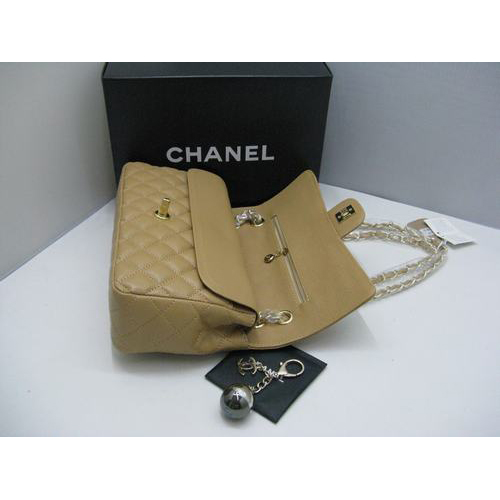 Chanel Caviar leather Apricot Flap bag with Gold chain