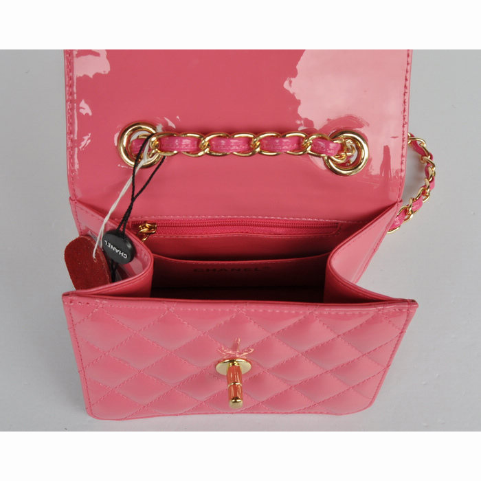 Chanel Classic Micro Flap Bag 1118 peach Patent leather Gold Hardware