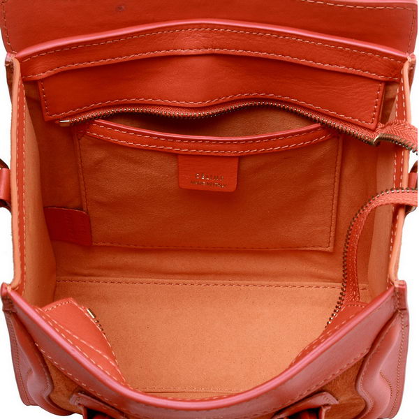 Celine Luggage Nano Bag Original Suede&Calf Leather Light Red