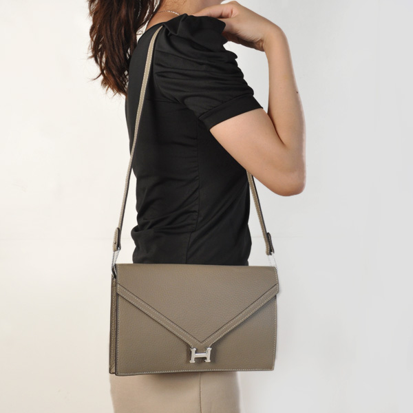 Hermes Liddy Bag clemence leather in Dark Grey with Silver hardware