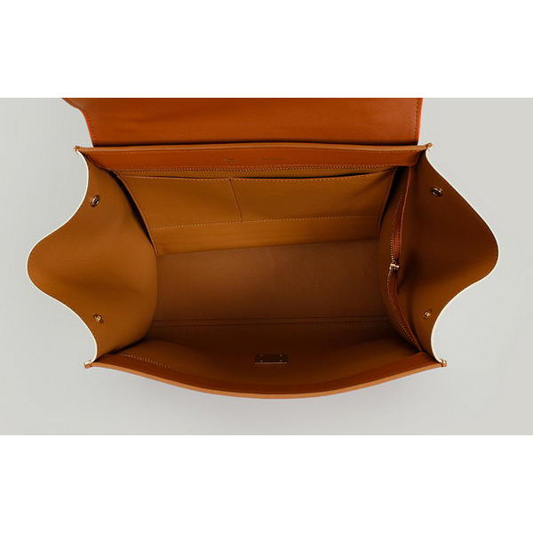 Celine Trapeze Bags Calfskin Orange&Brown&Offwhite