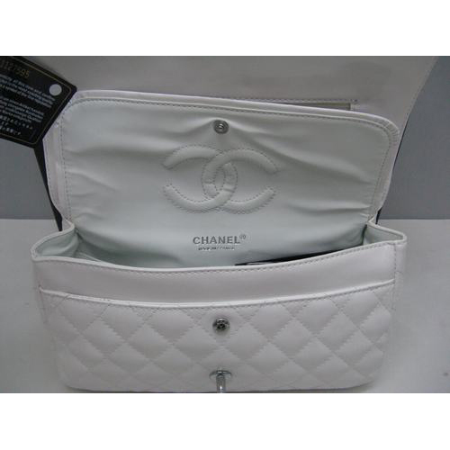 Chanel patent leather White Flap bag with Silver chain