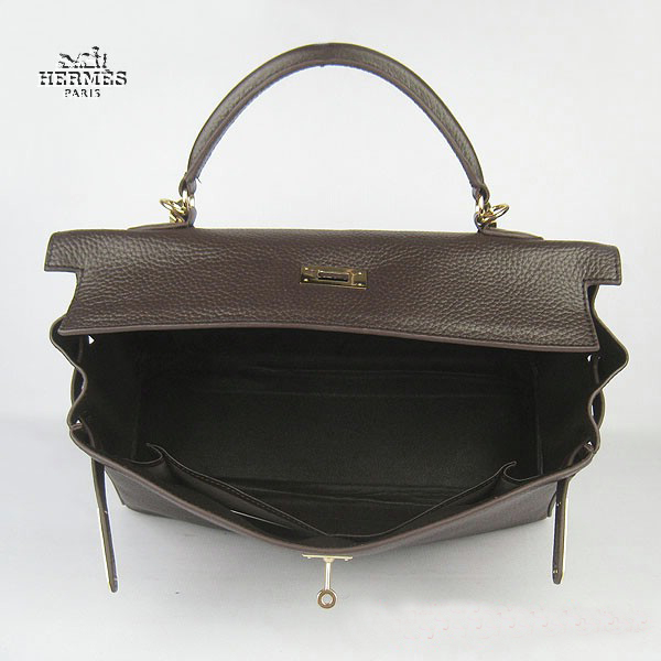 Hermes Kelly 35cm Togo Leather Bag Dark Coffee 6308 Gold Hardware