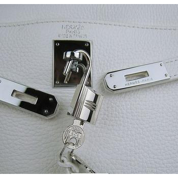 Hermes Kelly Handbags 32CM White(silver)