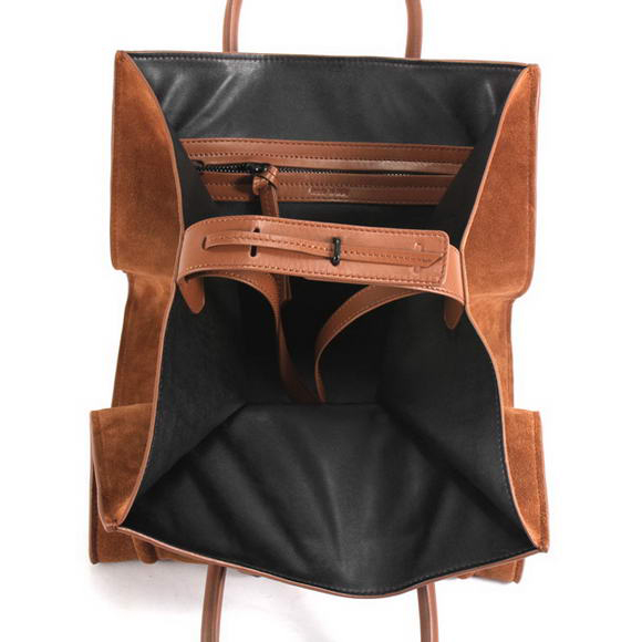 Celine Luggage Phantom Square Bags in Suede Brown