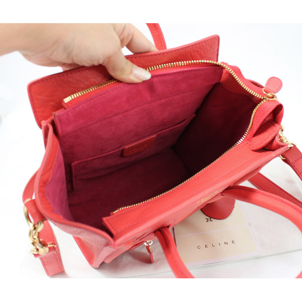 Celine Luggage small Fashion Bag Watermelon Red