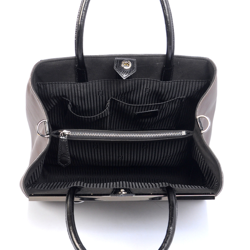 Fendi Fall Winter 2012 2Jours Black Original Croco Leather Tote Bag