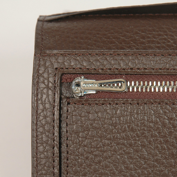 Hermes 3 fold wallet leather in Dark Brown