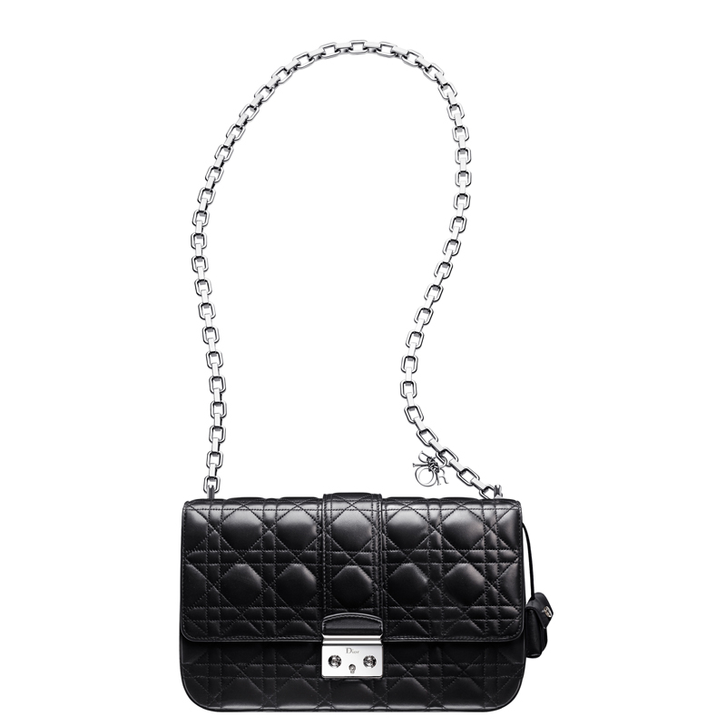 Black leather Miss Dior bag