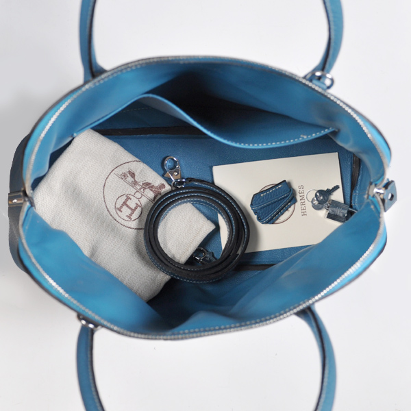 Hermes Bolide Bag 37cm clemence leather in Medium Blue with Silver hardware