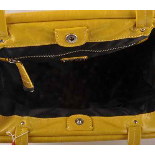 Miu Miu Tote Handbags Oil Wax Leather 8001 Yellow