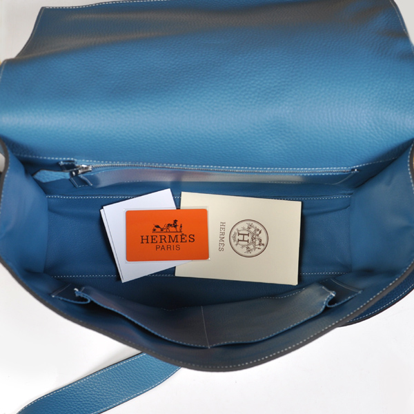 Hermes Alfred men Bag clemence leather in Medium Blue