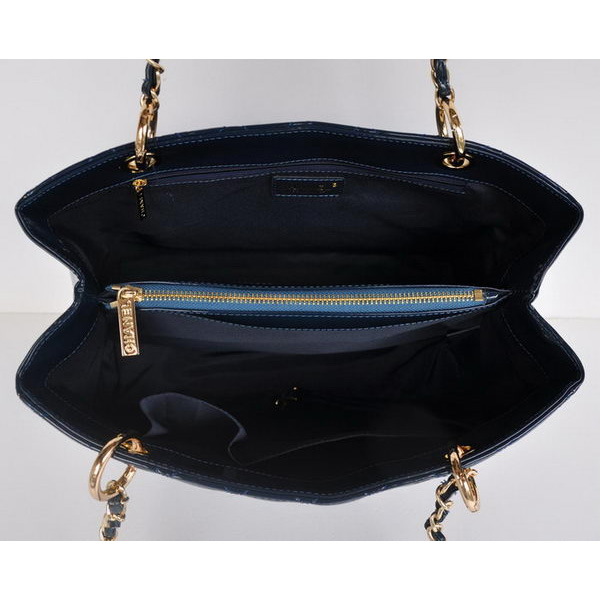 Chanel A50995 RoyalBlue Patent Leather Shoulder Bag Gold