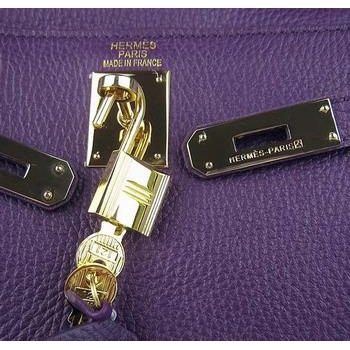 Hermes Kelly Handbags 32CM Purple(gold)