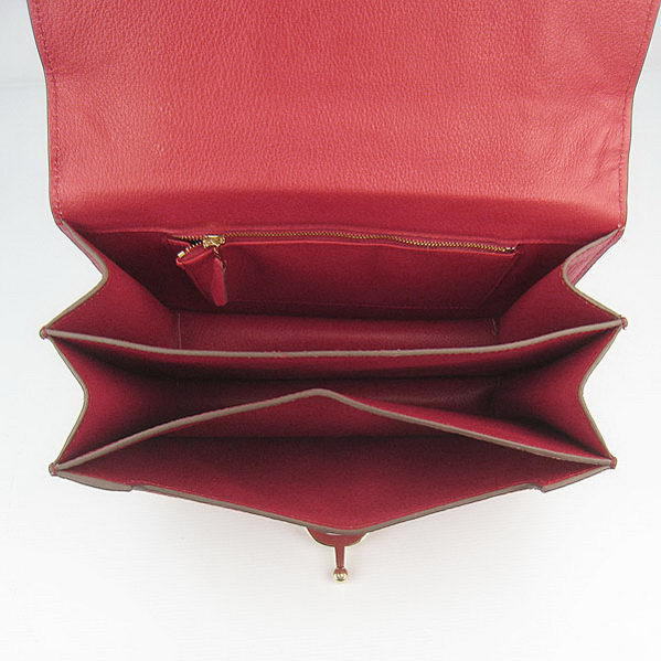 Hermes Stirrup Shoulder Bag Red Calfskin Gold