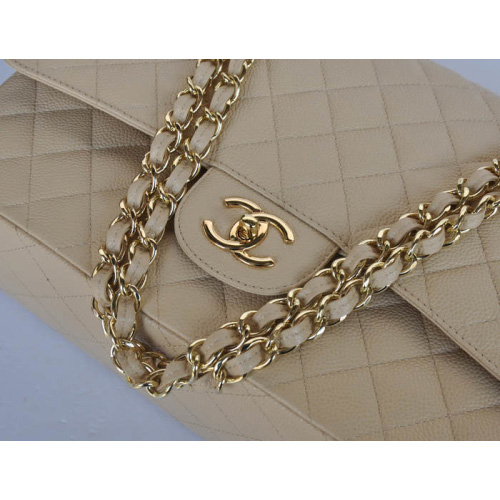 Classic Chanel Maxi Double Flaps Bag A36098 Apricot Original Caviar Leather Gold