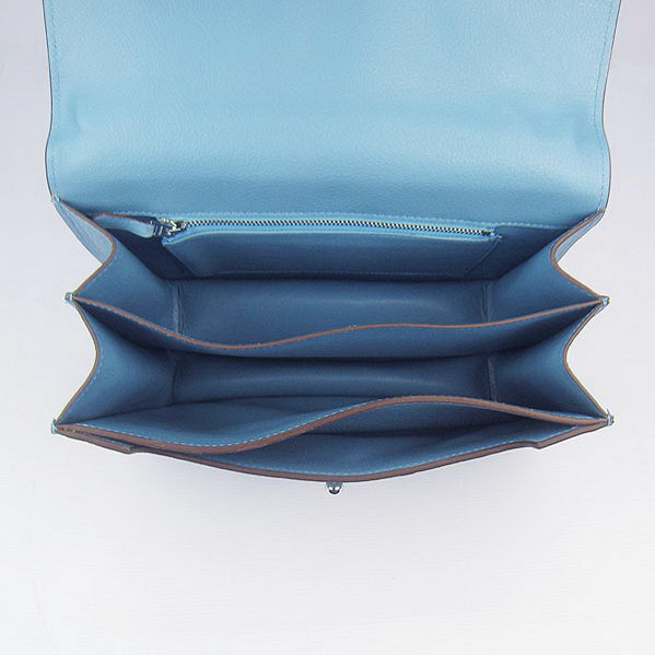 Hermes Stirrup Shoulder Bag Blue Calfskin Silver