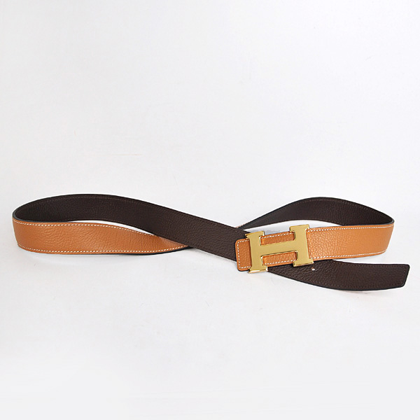 Hermes belt leather in Camel/Dark Brown with H Gold Buckle