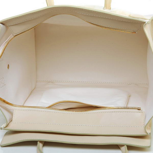 Celine Luggage Mini Boston Bag Lambswool Original Leather Offwhite