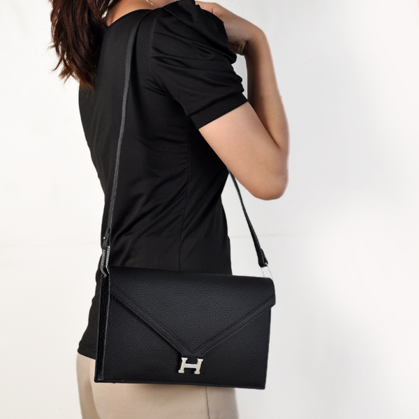 Hermes Liddy Bag clemence leather in Black with Silver hardware