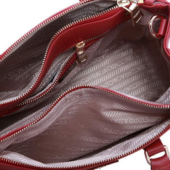 Newest 2012 Prada Classic Saffiano Leather Medium Tote Bag BN1801 Red