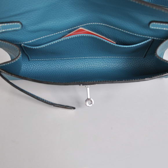 Hermes Kelly 26CM Shoulder Bag Clemence Blue