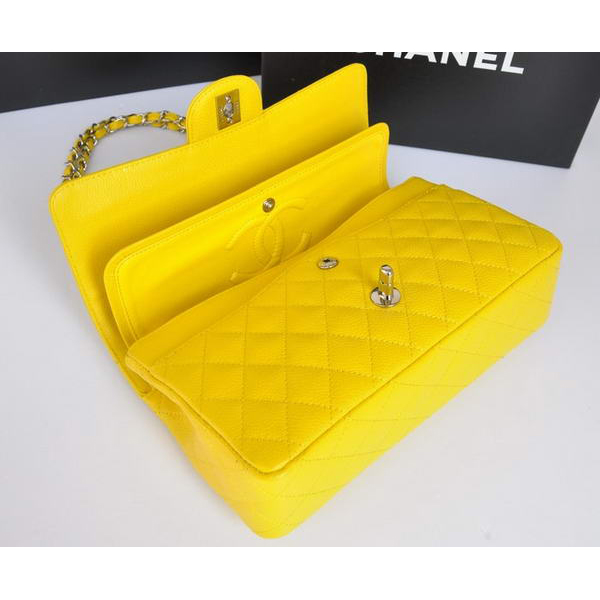 Chanel A1112 Flap Bag Original Caviar Leather Yellow