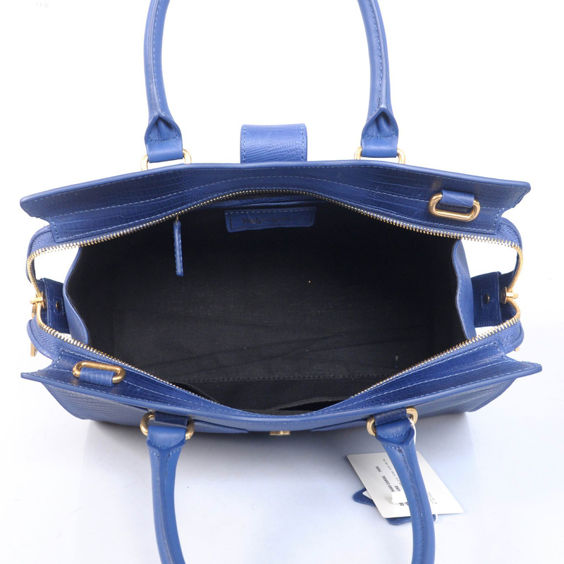 YSL Cabas Chyc lizard leather tote handbag 8220 blue