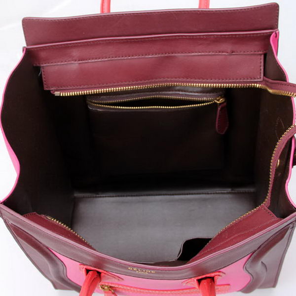 Celine Luggage Mini Boston Tote BagsCalskin Leather Rosy&Bordeaux