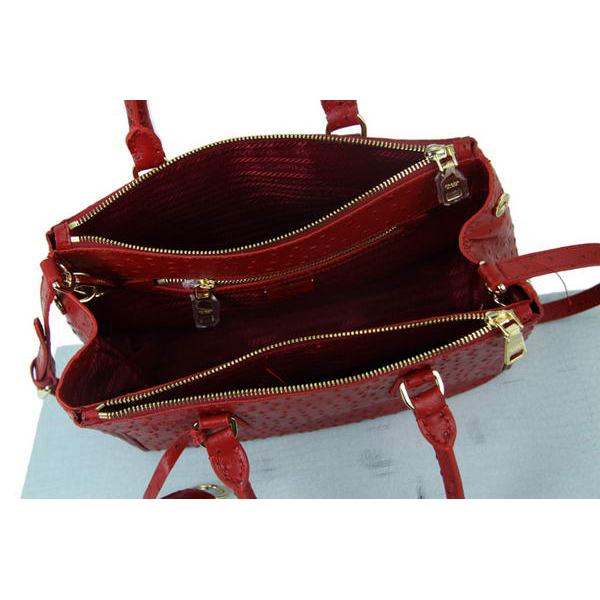 Prada Ostrich Leather Tote Bag BN1801 Red