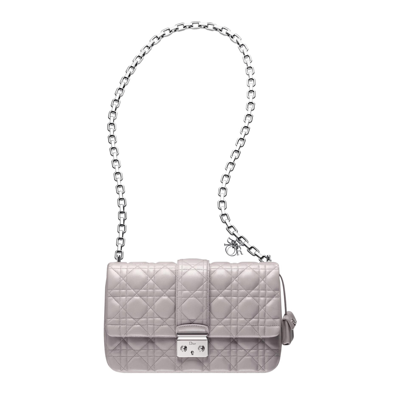 Mink-grey leather Miss Dior bag