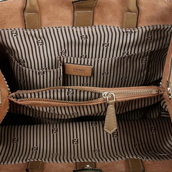 Fendi 2Jours Original Leather Tote Bag F2552M Khaki