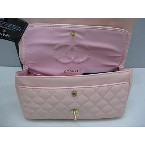 Chanel patent leather Pink Flap bag with Gold chain