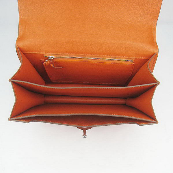 Hermes Stirrup Shoulder Bag Orange Calfskin Silver