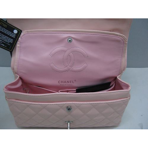 Chanel patent leather Pink Flap bag with Silver chain