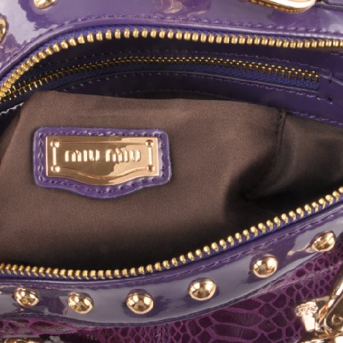 Miu Miu Tote Snake Veins Handbags 90302 Purple