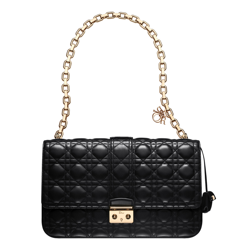 Black leather Miss Dior bag