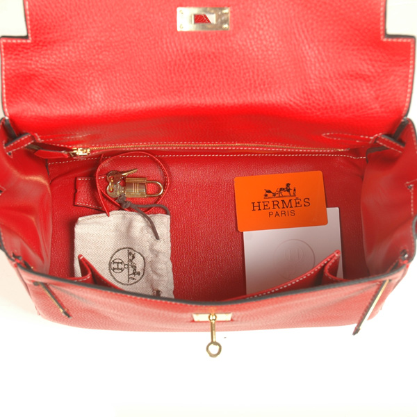 Hermes Kelly 32CM clemence leather in Flame with gold hardware