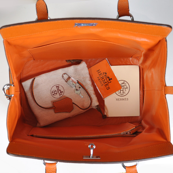 Hermes Tool box bag togo leather in Orange with Silver hardware