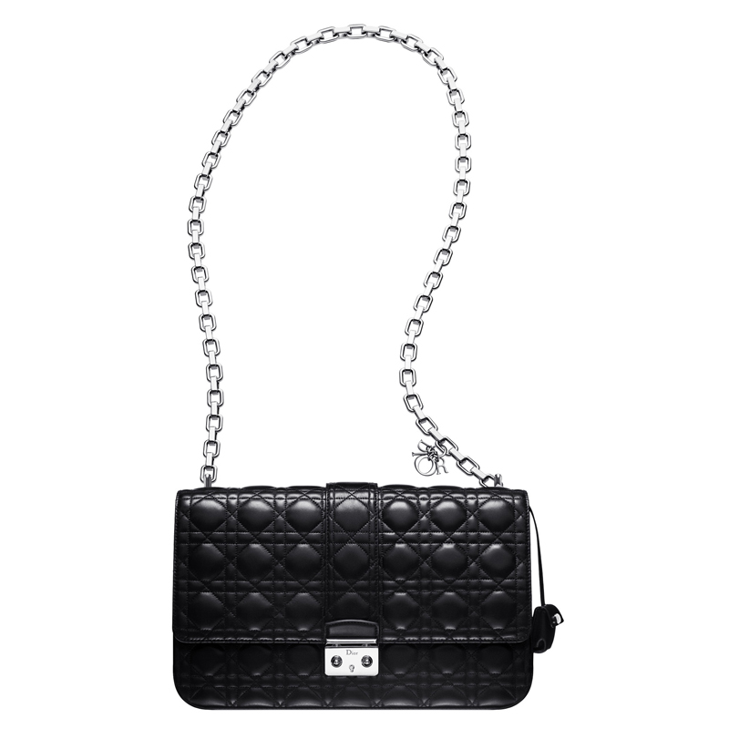 Black leather Miss Dior bag