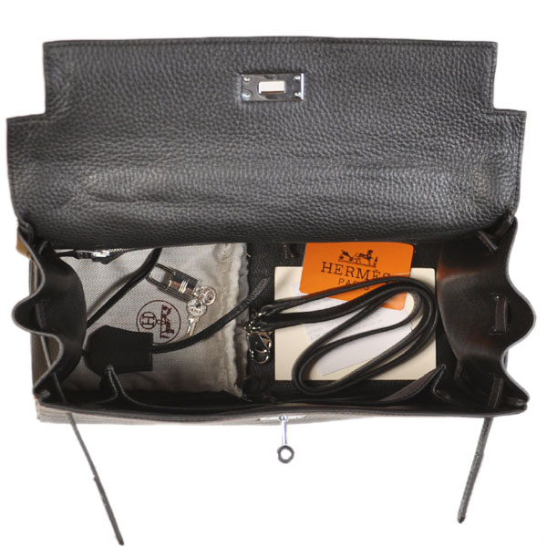 Hermes kelly 35CM clemence leather in Black with Silver hardware